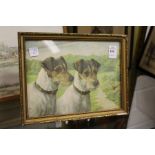 A colour print of two terriers.