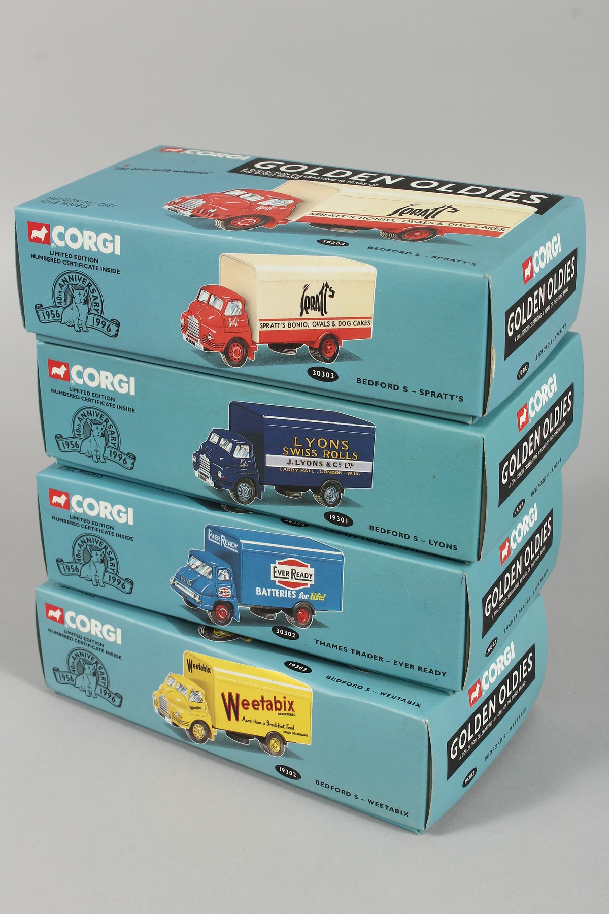 A SET OF FOUR CORGI GOLDEN OLDIES DELIVERY VANS, Weetabix, Lyons,Ever Ready and Spratts. RRP: £20 - Image 2 of 2