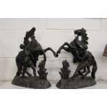 A pair of spelter figures of the Marley Horses.