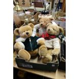Two Harrod's Christmas Teddy bears and a House of Fraser Teddy Bear.