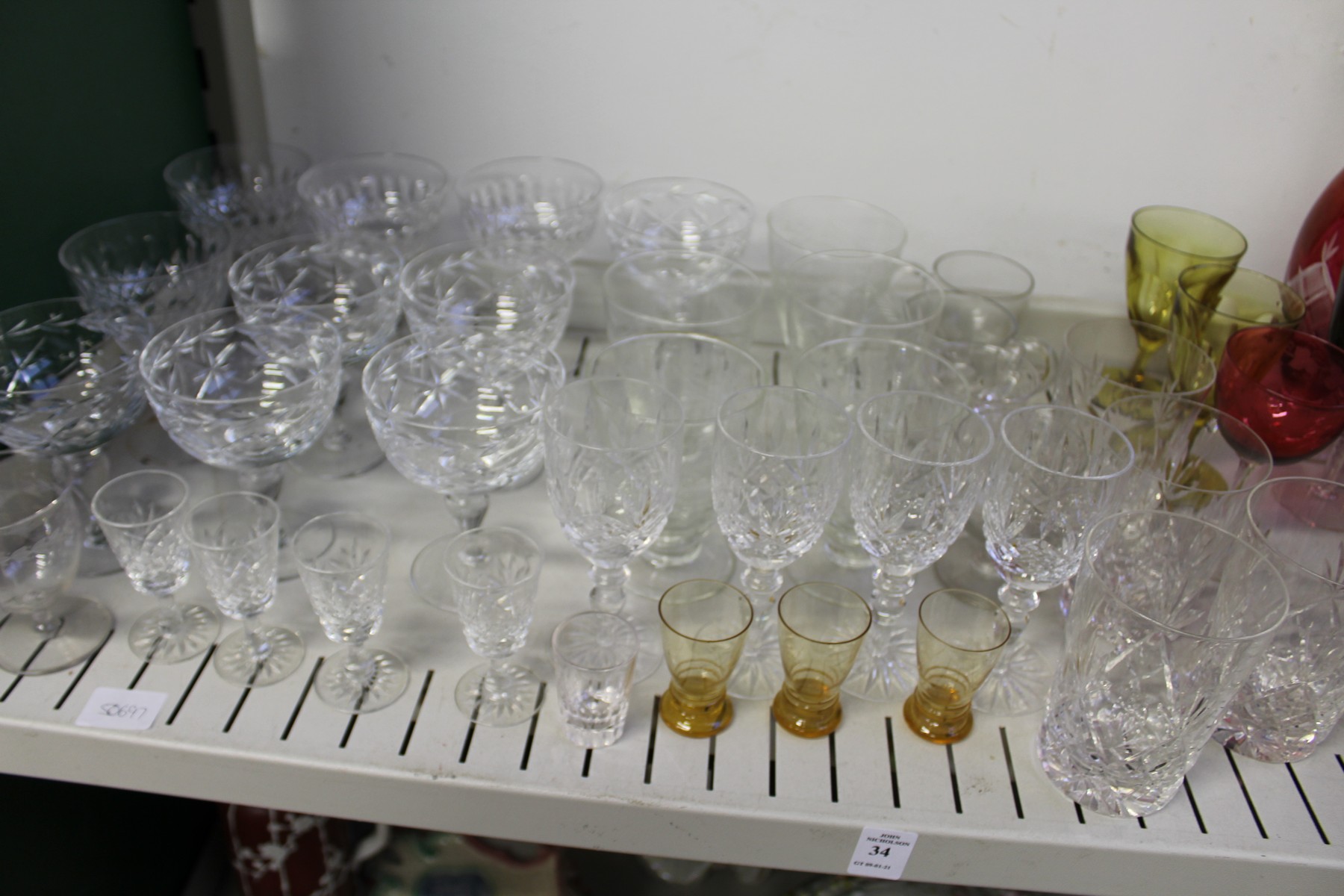 Cut glass champagne glasses, colourful glassware etc. - Image 3 of 3