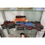 A collection of Hornby double OO gauge trains and carriages.