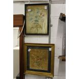 Two late 19th century silk floral pictures, framed and glazed.