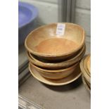 Five Chinese pottery bowls.