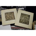 Two embossed silver Greek Christmas cards.