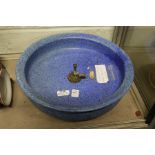 A Royal Doulton blue speckled pottery circular table fountain.