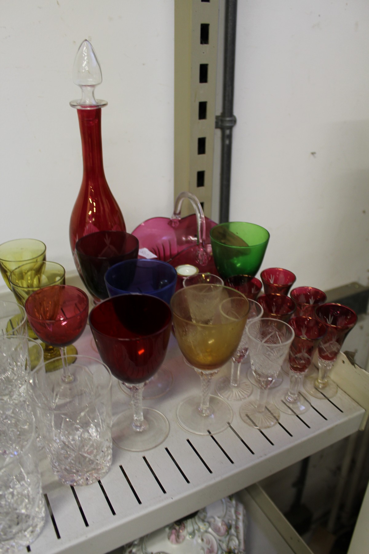 Cut glass champagne glasses, colourful glassware etc. - Image 2 of 3