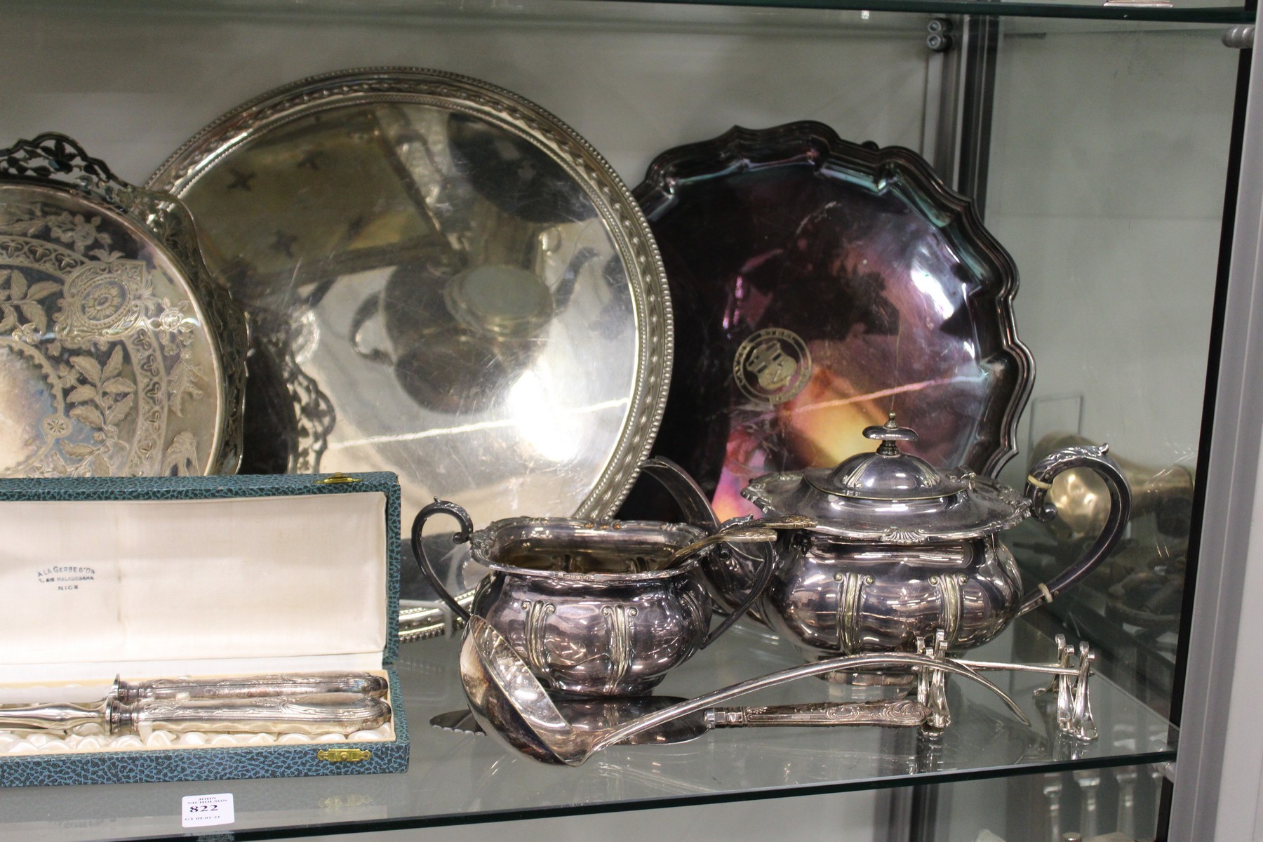 Various plated salvers and other items. - Image 3 of 3