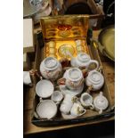 Japanese tea services and a continental boxed set of six cups and saucers.