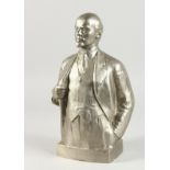 A Russian cast metal three quarter length figure of Lenin.