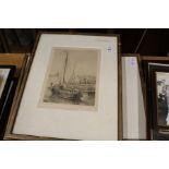 A pair of etchings depicting sailing boats