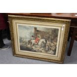 'Outside of a Country Ale House' colour print, in a decorative gilt frame.