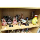 Various decorative china, glass and other ornamental items.
