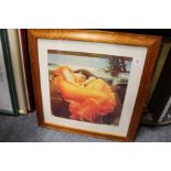 A young lady sleeping colour print.