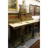 An unusual painted and gilded pine altar table, possibly Russian.