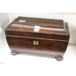 A Regency rosewood tea caddy.