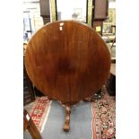 A Victorian mahogany circular tilt top breakfast table.