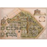 18th century hand coloured engraving of "Projet pour le Jardin Anglo-Chinois du Petit Trianon par