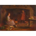 Henry Edward Spernon Tozer (1864-1955) British, scene of a country cottage interior with figures