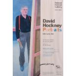 David Hockney, A signed exhibition poster from the national portrait gallery, 30" x 20"