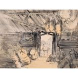 Barbara Doyle, 'Sussex Barn', Scene of a barn interior, ink and Wash, 11" x 14". Provenance: