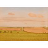 Robert Morson Hughes (1873-1953) British, A pathway through fields, oil on panel, signed, 10" x