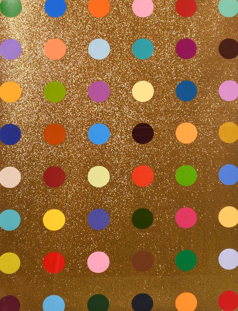 Damien Hirst, (B. 1965), untitled gold gift spot, framed screenprint in colours, gold glitter/