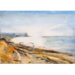 John Scarland (20th century) British, A coastal view, oil on board, signed 9.5" x 13".