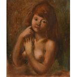 20th century school, a study of a female nude, oil on board, 11" x 9.25".