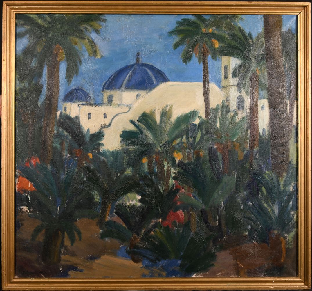 Leo Estuad (1902-1986) Danish, a view of Moorish buildings set amongst palm trees, oil on canvas, - Image 2 of 4