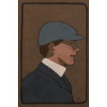 Manner of Sir William Nicholson (1872-1949) British, A profile study of a boy in a cap, bears