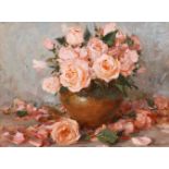 Sergei Sviridov (b.1964) Russian, 'Pink Roses', oil on board, 13" x 16", 33x41cm.