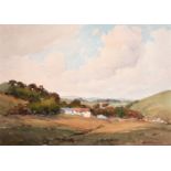 F. Morris, 'Stoke-in-Teignhead', a view of farm buildings in a landscape, watercolour, signed 10"
