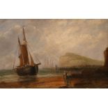 19th-century school, a pair of scenes of fishing boats bringing the catch in, oil on canvas, 8" x