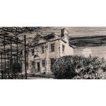 John Ross (20th century) 'The Last Look Round', A view of a classical building, ink drawing, 4.5"