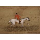 A pair of humorous 19th century pastel studies of huntsmen, each 10" x 14". Inscribed verso.