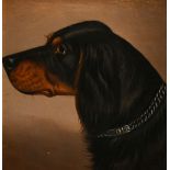 John Alfred Wheeler (1821-1903) British, a head study of a dog, oil on board, 8.5" x 8.5".