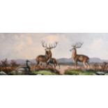 Alfred Worthington (1834-1927) British, a pair of oil on board scenes of deer in a landscape,