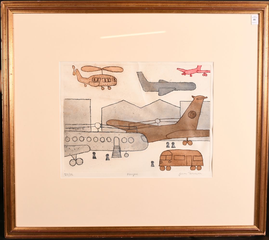 Julian Trevelyan (1910-1988) British, 'Hangars', An Airport scene, etching and aquatint, signed - Image 2 of 4