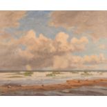 Philip Gregory Needell (1886-1974) British, waves breaking on a shore with a rainbow in the