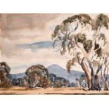 Laurence White (1914-1974) Australian, "In The Grampians", An Australian landscape with eucalyptus