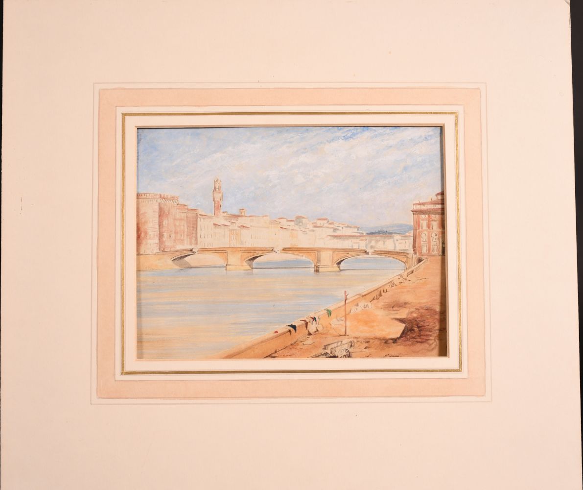 Calvert jones (1804-1877) British, "View on the Arno in Florence Showing the Ponte Santa Trinita - Image 2 of 4