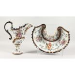 SAMSON OF PARIS, A GOOD ARMORIAL EWER WITH MATCHING SHELL SHAPED BASIN. Ewer: 12ins high. Basin: