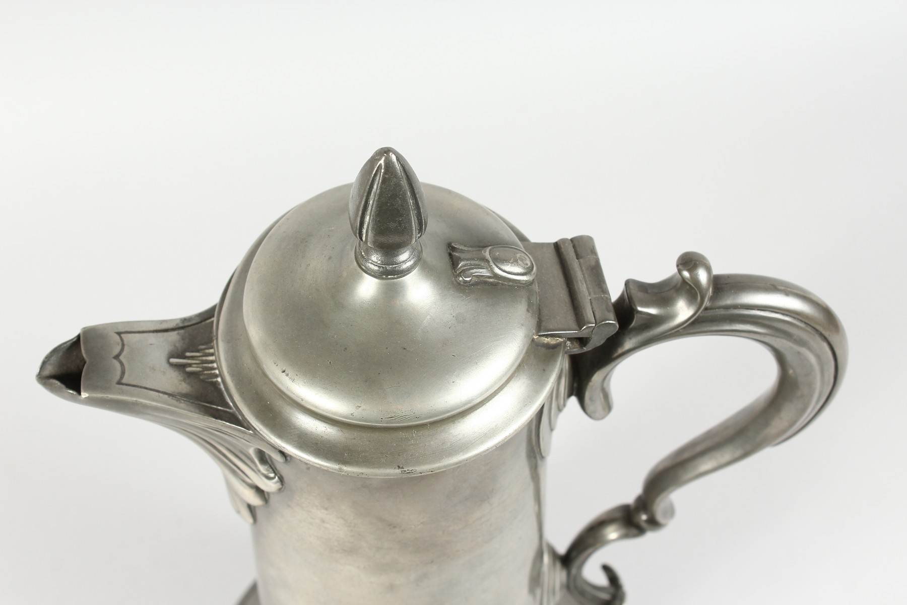 JAMES DIXONS & SONS, a good large Art Nouveau pewter lidded jug. 14ins high. - Image 6 of 7