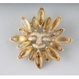 A SUPERB LARGE 18CT GOLD, DIAMOND AND TOPAZ BROOCH, Possibly V.C.A.