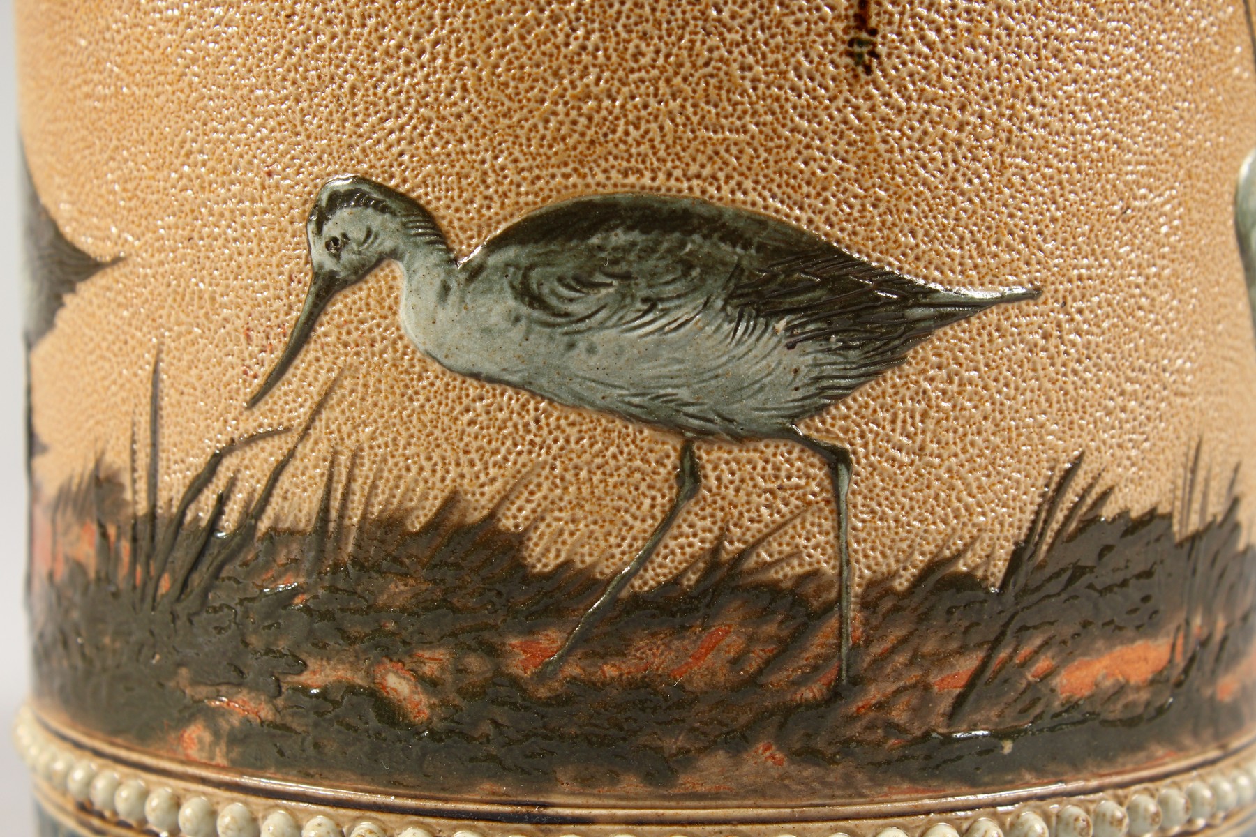 A GOOD DOULTON LAMBETH STONEWARE BISCUIT BARREL by FLORENCE E. BARLOW painted with birds. Maker F. - Image 2 of 13