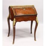 A GOOD LOUIS XVI DESIGN KINGWOOD, ROSEWOOD AND ORMOLU PARQUETRY BUREAU DE DAME, with galleried