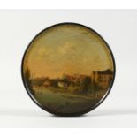 A VERY GOOD STOBWASSER CIRCULAR PAPIER MACHE SNUFF BOX, Ansicht des Birbaumschen Gartens zu