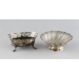 AN OVAL SILVER BONBON DISH, Sheffield 1996, and A SMALL CIRCULAR TAZZA (2).