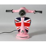 A PINK VESPA LAMP. 13ins high.